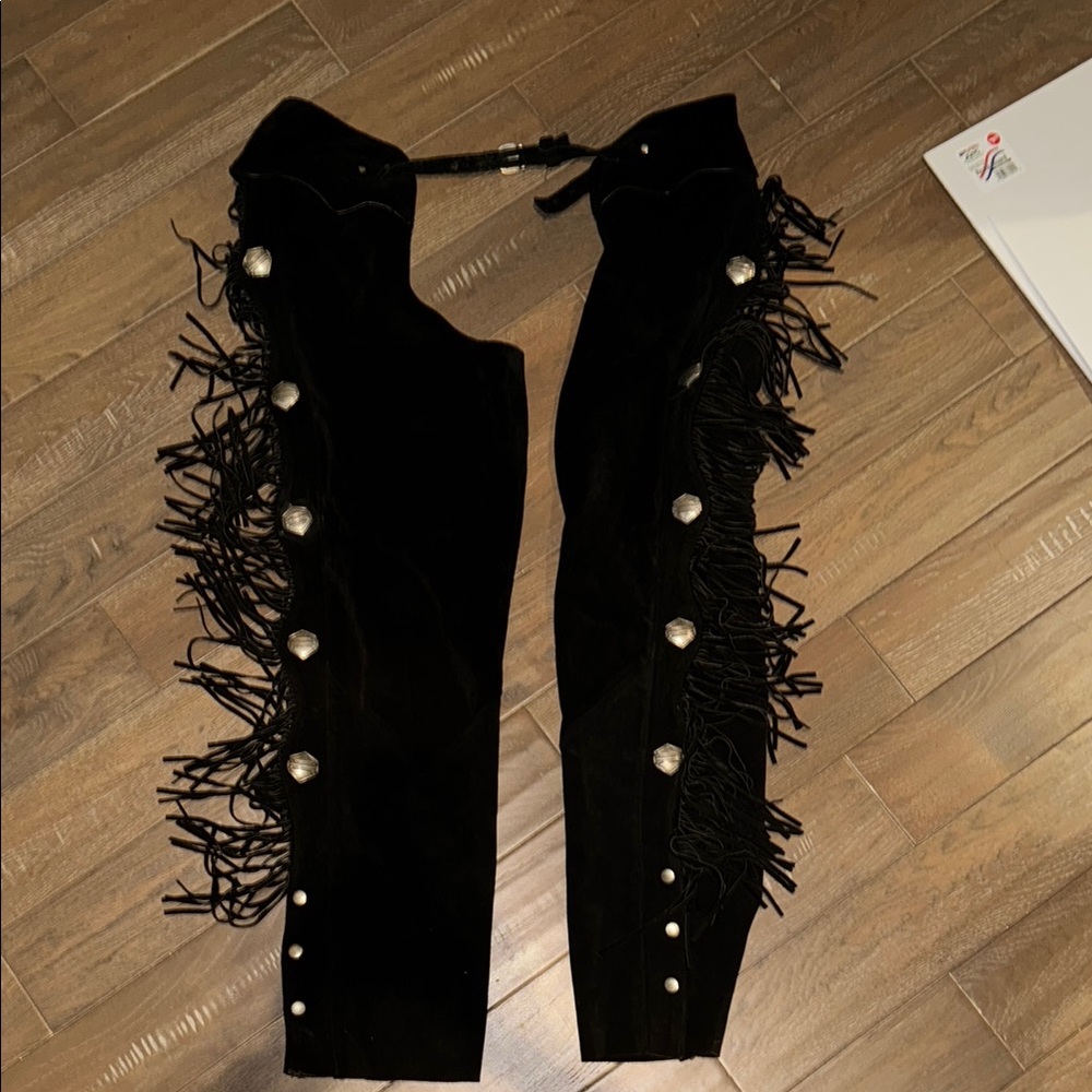 Black Fringe Chaps with Silver Accents